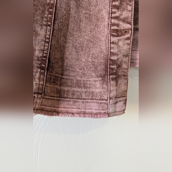 LOGO by Lori Goldstein Brown Stonewash Denim Jacket, Long-line, Western, 0 - Picture 4 of 7